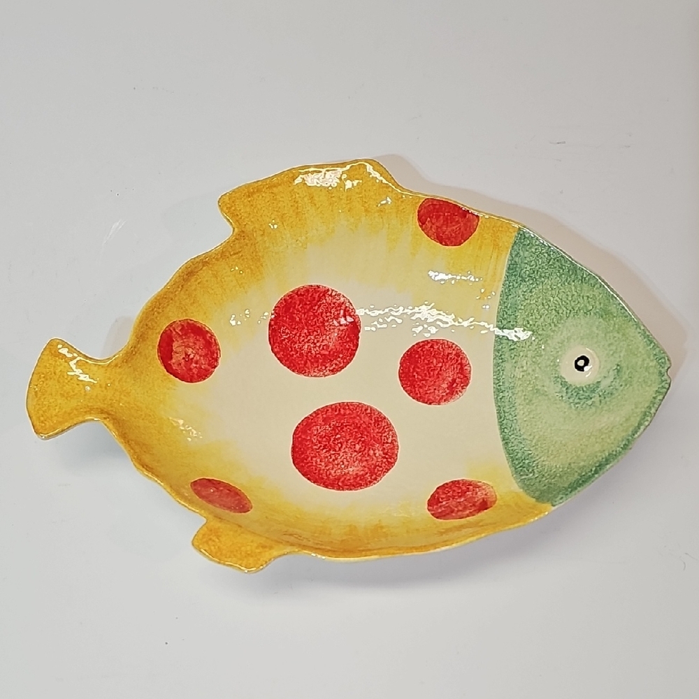 Vietri Italy Sorrento Pesce 16" Fish Ceramic Oval Baker / Wall Art